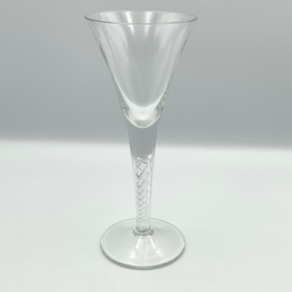 Vintage Turda Romania Art Glass Chalice Goblet Inner Twisted Stem Champagne Wine